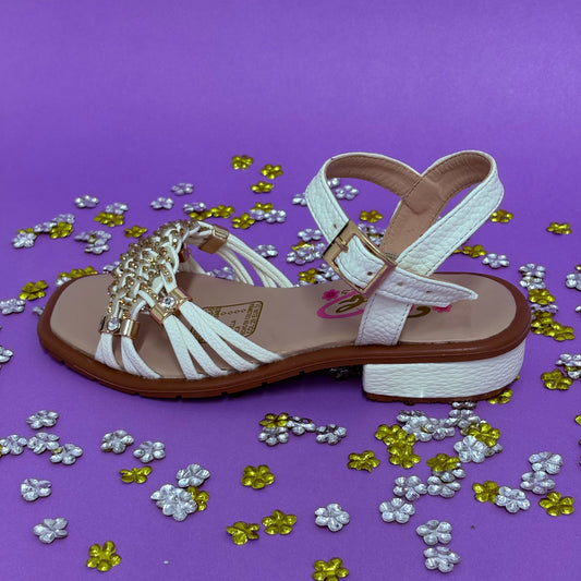 Sandalia Blanca Brillo Suave
