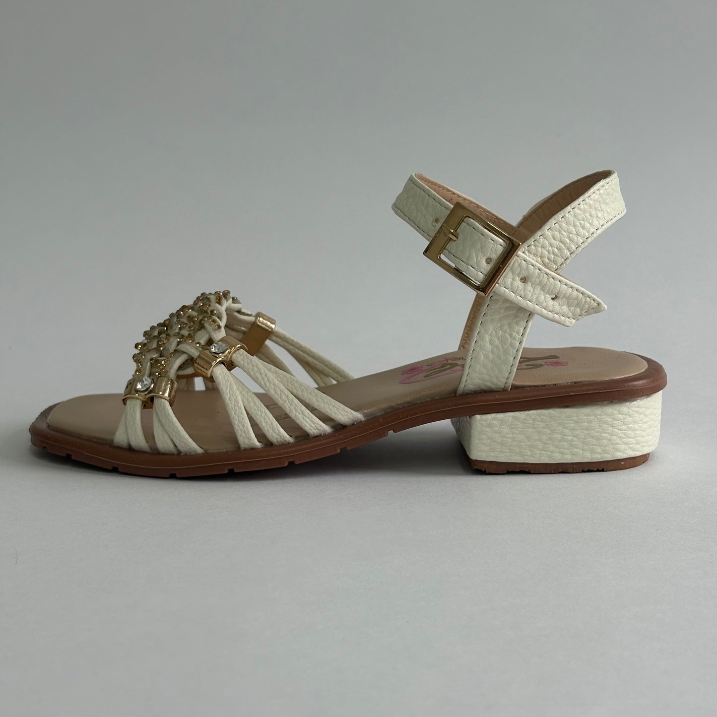 Sandalia Blanca Brillo Suave