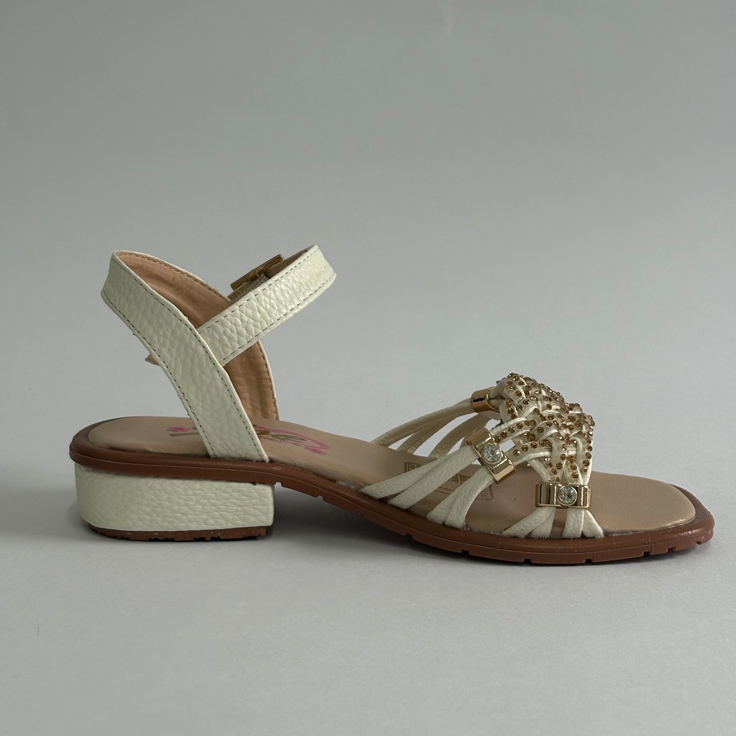 Sandalia Blanca Brillo Suave