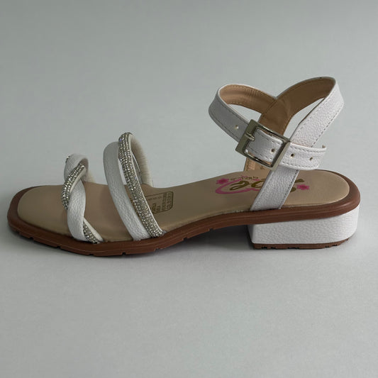 Sandalia Blanca Trenza Brillante