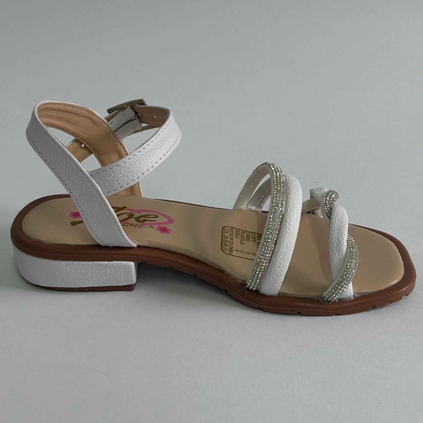 Sandalia Blanca Trenza Brillante